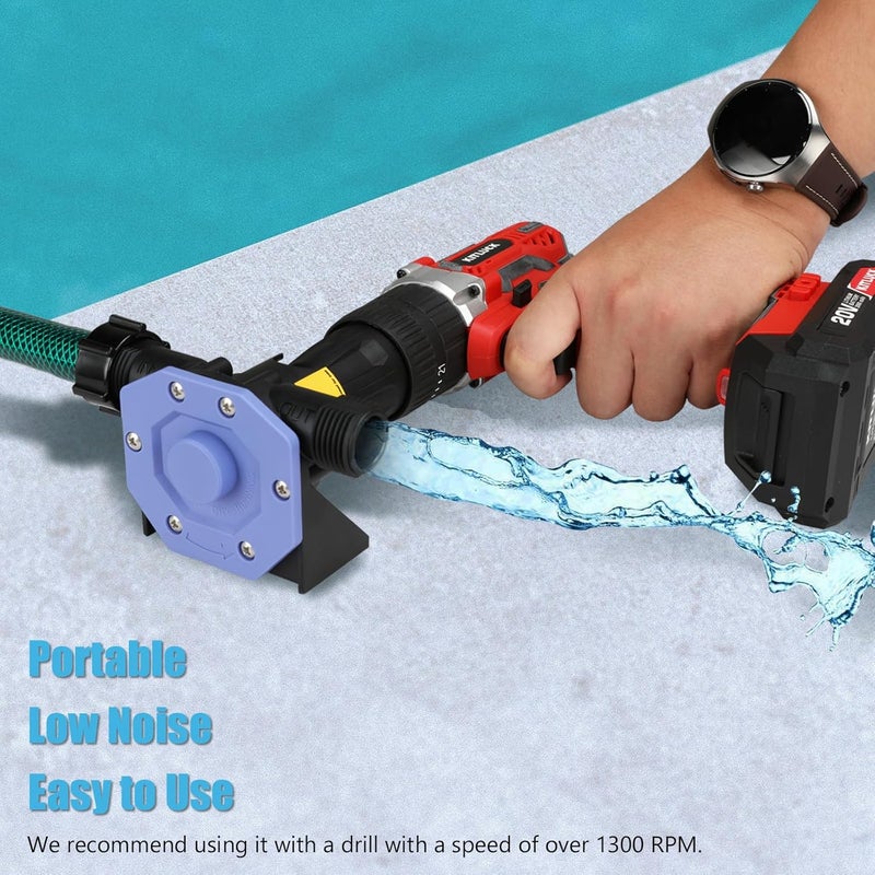 KITLUCK Hand Drill Pump, 750GPH Drill Powered Water Transfer Pump with Water Hose, Oil Tube and Adapter, Manual Water Pump for Drill, Small Self-Priming Electric Drill Pump for Water, Gasoline - Image 5